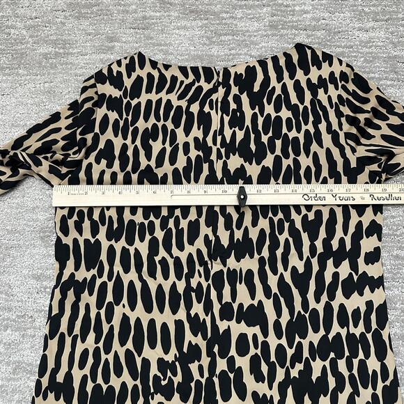 LOFT Dress Womens 8 Brown Black Animal Print Long Sleeve Shift Pockets Career - Picture 10 of 14